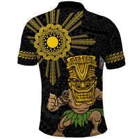 Hawaii and Philippines Together Polo Shirt Warrior Tiki Mask and Filipino Sun Polynesian Style LT03 - Polynesian Pride