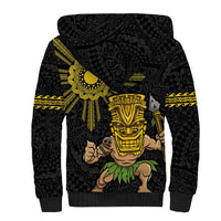 Hawaii and Philippines Together Sherpa Hoodie Warrior Tiki Mask and Filipino Sun Polynesian Style LT03 - Polynesian Pride