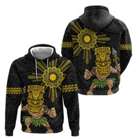 Hawaii and Philippines Together Zip Hoodie Warrior Tiki Mask and Filipino Sun Polynesian Style LT03 - Polynesian Pride