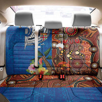 Fiji and Australia Together Back Car Seat Cover Fijian Tapa Plants with Kangaroo and Aboriginal LT03 - Polynesian Pride