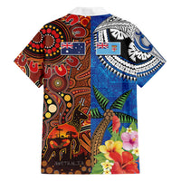 Fiji and Australia Together Family Matching Puletasi and Hawaiian Shirt Fijian Tapa Plants with Kangaroo and Aboriginal LT03 - Polynesian Pride
