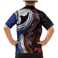 Fiji and Australia Together Family Matching Mermaid Dress and Hawaiian Shirt Kangaroo Aboriginal with Tribal Tapa Hibiscus Half Style LT03 - Polynesian Pride