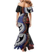Fiji and Australia Together Mermaid Dress Kangaroo Aboriginal with Tribal Tapa Hibiscus Half Style LT03 - Polynesian Pride