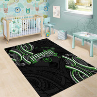 Traditional Art Hawaiian Kakau Tattoos Area Rug Green Color - Polynesian Pride