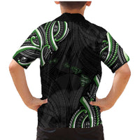 Traditional Art Hawaiian Kakau Tattoos Family Matching Mermaid Dress and Hawaiian Shirt Green Color LT03 - Polynesian Pride