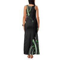 Traditional Art Hawaiian Kakau Tattoos Family Matching Tank Maxi Dress and Hawaiian Shirt Green Color LT03 - Polynesian Pride