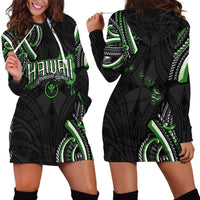 Traditional Art Hawaiian Kakau Tattoos Hoodie Dress Green Color LT03 - Polynesian Pride