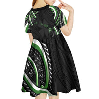 Traditional Art Hawaiian Kakau Tattoos Kid Short Sleeve Dress Green Color LT03 - Polynesian Pride
