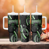 Traditional Art Hawaiian Kakau Tattoos Tumbler With Handle Green Color - Polynesian Pride