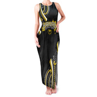 Traditional Art Hawaiian Kakau Tattoos Family Matching Tank Maxi Dress and Hawaiian Shirt Yellow Color LT03 Mom's Dress Yellow - Polynesian Pride