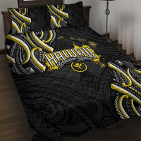 Traditional Art Hawaiian Kakau Tattoos Quilt Bed Set Yellow Color - Polynesian Pride