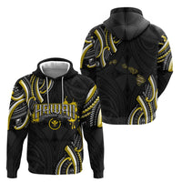 Traditional Art Hawaiian Kakau Tattoos Zip Hoodie Yellow Color - Polynesian Pride