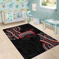 Traditional Art Hawaiian Kakau Tattoos Area Rug Red Color - Polynesian Pride