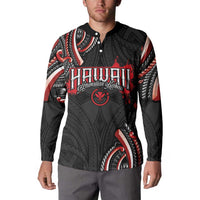 Traditional Art Hawaiian Kakau Tattoos Button Sweatshirt Red Color - Polynesian Pride