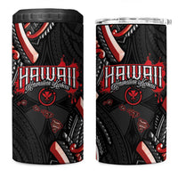 Traditional Art Hawaiian Kakau Tattoos 4 in 1 Can Cooler Tumbler Red Color LT03 One Size: 16 oz Red - Polynesian Pride