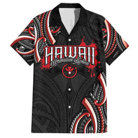 Traditional Art Hawaiian Kakau Tattoos Family Matching Off Shoulder Maxi Dress and Hawaiian Shirt Red Color LT03 Dad's Shirt - Short Sleeve Red - Polynesian Pride