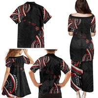 Traditional Art Hawaiian Kakau Tattoos Family Matching Puletasi and Hawaiian Shirt Red Color LT03 - Polynesian Pride