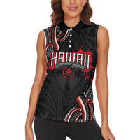 Traditional Art Hawaiian Kakau Tattoos Women Sleeveless Polo Shirt Red Color LT03 - Polynesian Pride