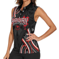 Traditional Art Hawaiian Kakau Tattoos Women Sleeveless Polo Shirt Red Color LT03 - Polynesian Pride