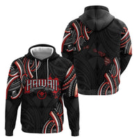 Traditional Art Hawaiian Kakau Tattoos Zip Hoodie Red Color - Polynesian Pride