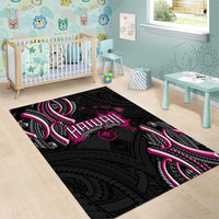 Traditional Art Hawaiian Kakau Tattoos Area Rug Pink Color - Polynesian Pride