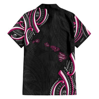 Traditional Art Hawaiian Kakau Tattoos Family Matching Off Shoulder Short Dress and Hawaiian Shirt Pink Color LT03 - Polynesian Pride