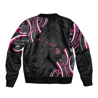 Traditional Art Hawaiian Kakau Tattoos Sleeve Zip Bomber Jacket Pink Color - Polynesian Pride