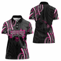 Traditional Art Hawaiian Kakau Tattoos Women Polo Shirt Pink Color - Polynesian Pride