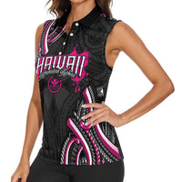Traditional Art Hawaiian Kakau Tattoos Women Sleeveless Polo Shirt Pink Color LT03 - Polynesian Pride