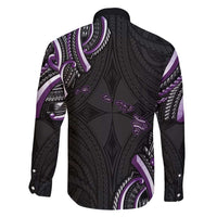 Traditional Art Hawaiian Kakau Tattoos Family Matching Puletasi and Hawaiian Shirt Purple Color LT03 - Polynesian Pride