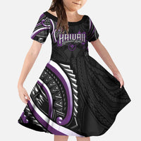 Traditional Art Hawaiian Kakau Tattoos Family Matching Short Sleeve Bodycon Dress and Hawaiian Shirt Purple Color - Polynesian Pride