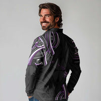 Traditional Art Hawaiian Kakau Tattoos Long Sleeve Polo Shirt Purple Color LT03 - Polynesian Pride