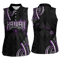 Traditional Art Hawaiian Kakau Tattoos Women Sleeveless Polo Shirt Purple Color LT03 - Polynesian Pride