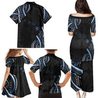 Traditional Art Hawaiian Kakau Tattoos Family Matching Puletasi and Hawaiian Shirt Blue Color LT03 - Polynesian Pride