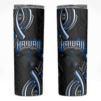 Traditional Art Hawaiian Kakau Tattoos Skinny Tumbler Blue Color LT03 Blue - Polynesian Pride