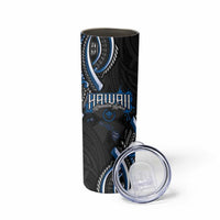 Traditional Art Hawaiian Kakau Tattoos Skinny Tumbler Blue Color LT03 - Polynesian Pride