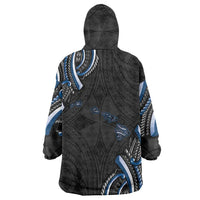 Traditional Art Hawaiian Kakau Tattoos Wearable Blanket Hoodie Blue Color LT03 - Polynesian Pride