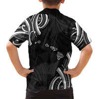 Traditional Art Hawaiian Kakau Tattoos Family Matching Off Shoulder Maxi Dress and Hawaiian Shirt White LT03 - Polynesian Pride
