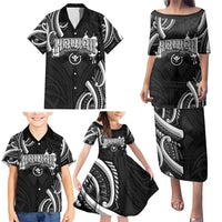 Traditional Art Hawaiian Kakau Tattoos Family Matching Puletasi and Hawaiian Shirt White LT03 - Polynesian Pride