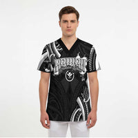 Traditional Art Hawaiian Kakau Tattoos Scrub Top White - Polynesian Pride