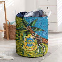 Tuvalu and Australia Together Laundry Basket Tapa Pattern and Aboriginal mix Culture LT03 Multicolor - Polynesian Pride