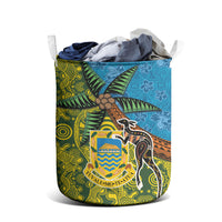 Tuvalu and Australia Together Laundry Basket Tapa Pattern and Aboriginal mix Culture LT03 - Polynesian Pride