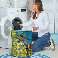 Tuvalu and Australia Together Laundry Basket Tapa Pattern and Aboriginal mix Culture LT03 - Polynesian Pride