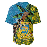 Tuvalu and Australia Together Baseball Jersey Tapa Pattern and Aboriginal mix Culture LT03 - Polynesian Pride