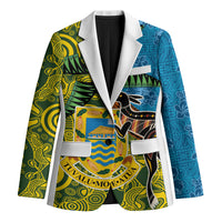 Tuvalu and Australia Together Blazer Tapa Pattern and Aboriginal mix Culture LT03 Unisex Multicolor - Polynesian Pride