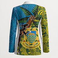 Tuvalu and Australia Together Blazer Tapa Pattern and Aboriginal mix Culture LT03 - Polynesian Pride