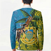 Tuvalu and Australia Together Blazer Tapa Pattern and Aboriginal mix Culture LT03 - Polynesian Pride