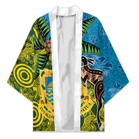 Tuvalu and Australia Together Kimono Tapa Pattern and Aboriginal mix Culture LT03 Unisex Multicolor - Polynesian Pride