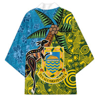 Tuvalu and Australia Together Kimono Tapa Pattern and Aboriginal mix Culture LT03 - Polynesian Pride