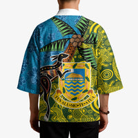Tuvalu and Australia Together Kimono Tapa Pattern and Aboriginal mix Culture LT03 - Polynesian Pride